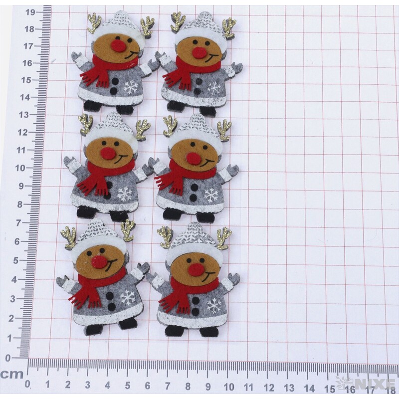 VÁNOCE FILC NALEP 6ks 6x4cm*MIX BAREV