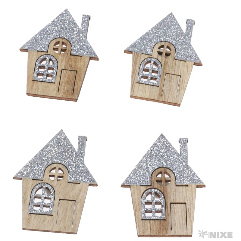 DOMEČEK NALEP. 4cm 4ks*MIX BAREV