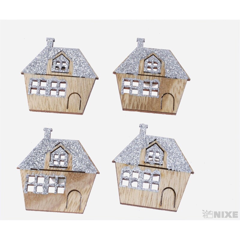 DOMEČEK NALEP. 4cm 4ks*MIX BAREV