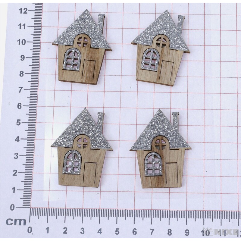 DOMEČEK NALEP. 4cm 4ks*MIX BAREV