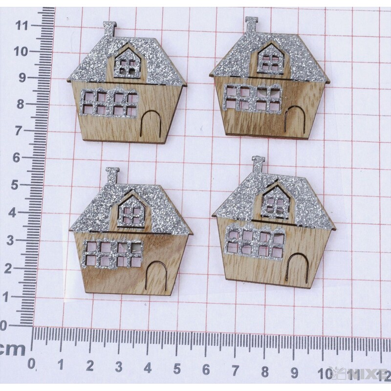 DOMEČEK NALEP. 4cm 4ks*MIX BAREV