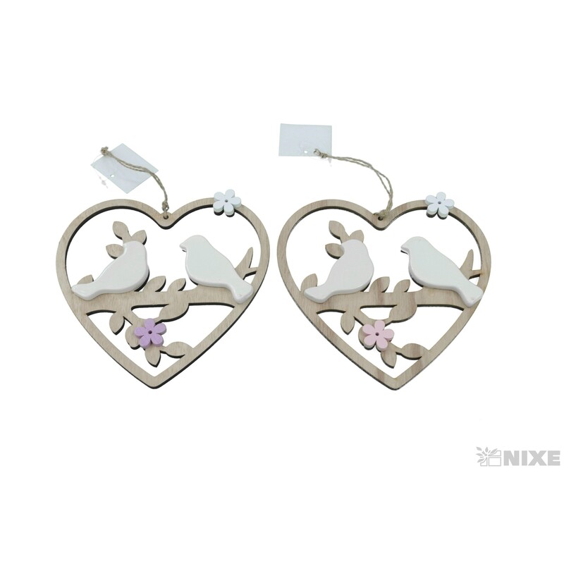ZÁVĚS PTÁČEK SRDCE 18x17cm