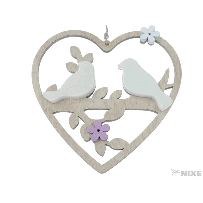 ZÁVĚS PTÁČEK SRDCE 18x17cm