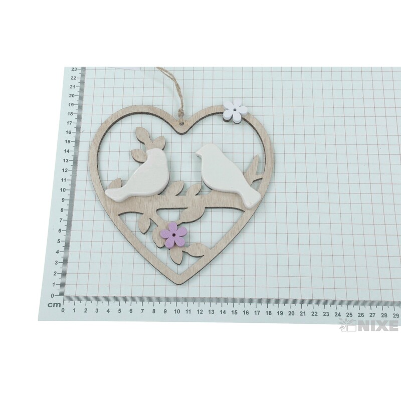 ZÁVĚS PTÁČEK SRDCE 18x17cm