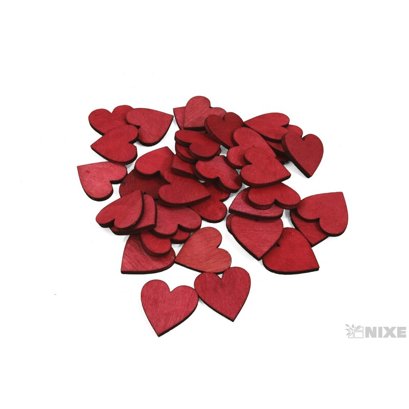 SRDCE DŘEVO 2,5cm 36ks*ČERVENÁ
