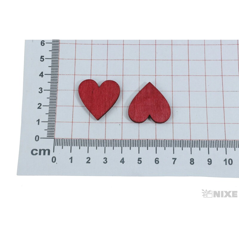SRDCE DŘEVO 2,5cm 36ks*ČERVENÁ