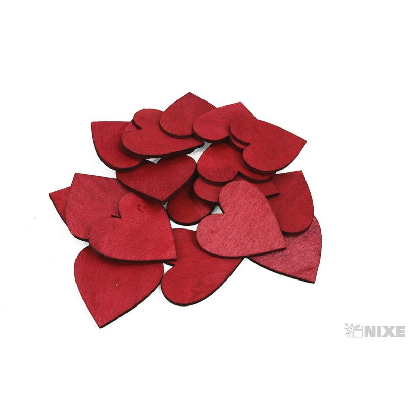 SRDCE DŘEVO 5cm 18ks*ČERVENÁ