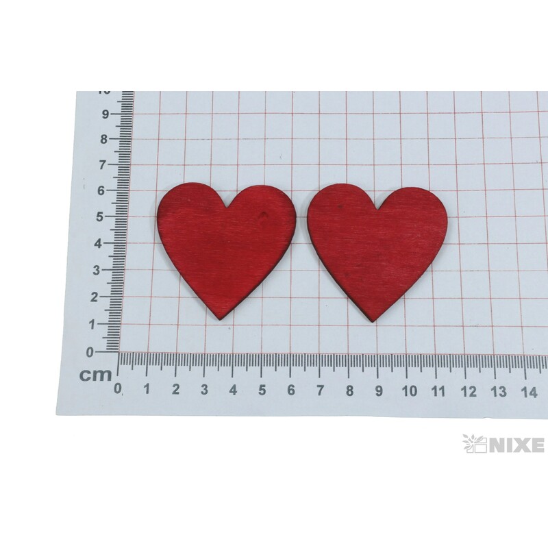 SRDCE DŘEVO 5cm 18ks*ČERVENÁ