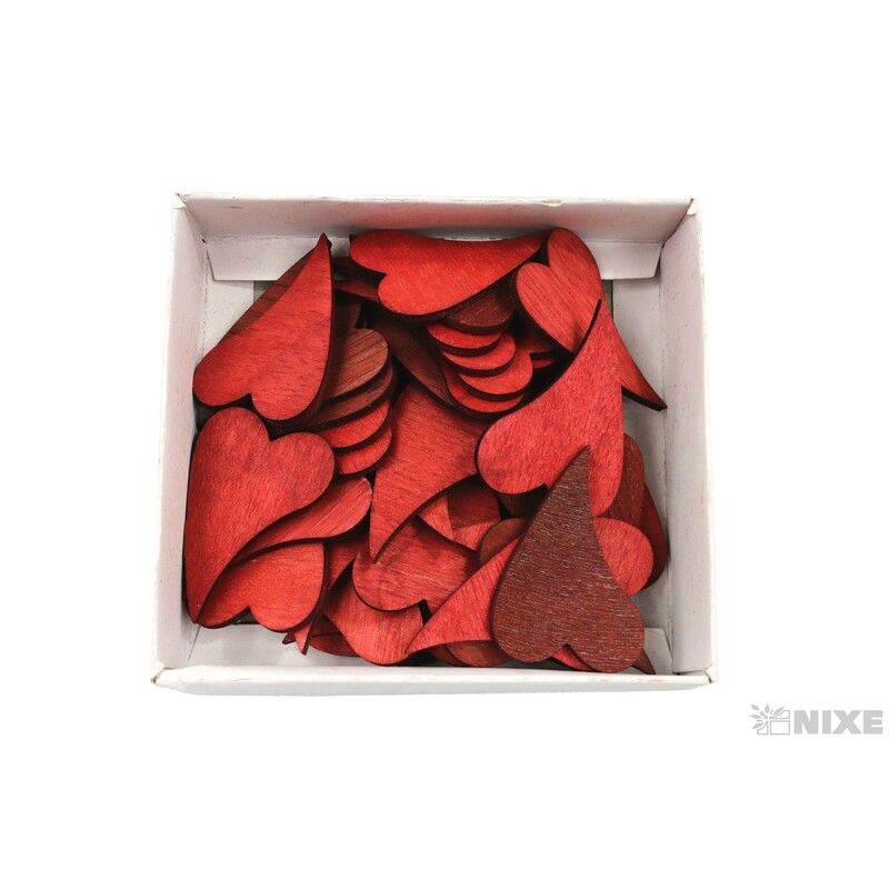 SRDCE DŘEVO 5x3,5cm 18ks*ČERVENÁ