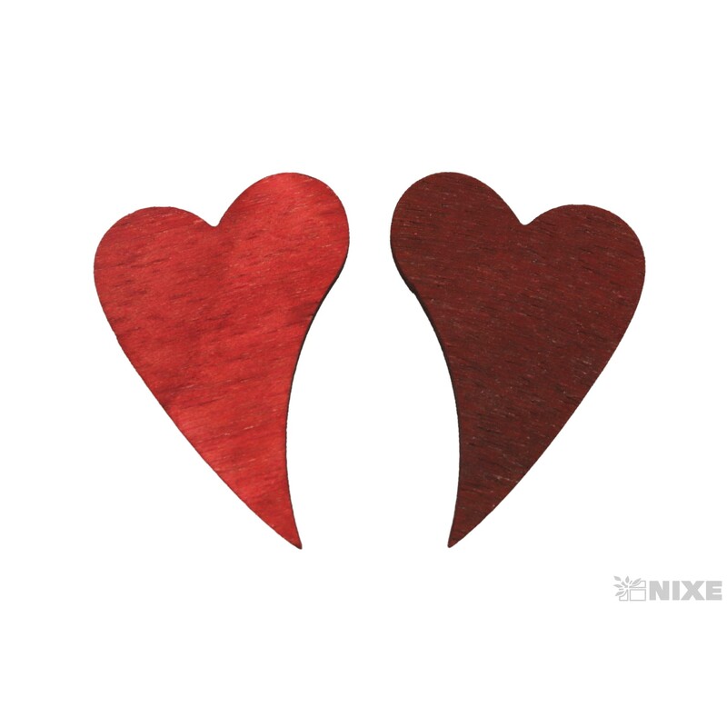 SRDCE DŘEVO 5x3,5cm 18ks*ČERVENÁ