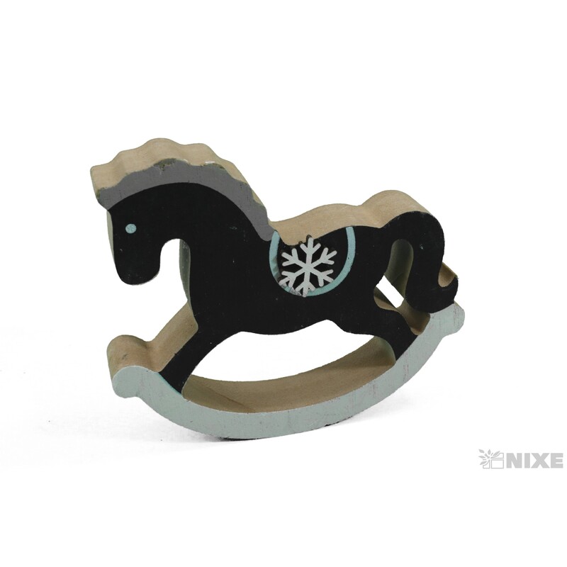 KONÍK DŘEVO 12cm*ČERNÁ