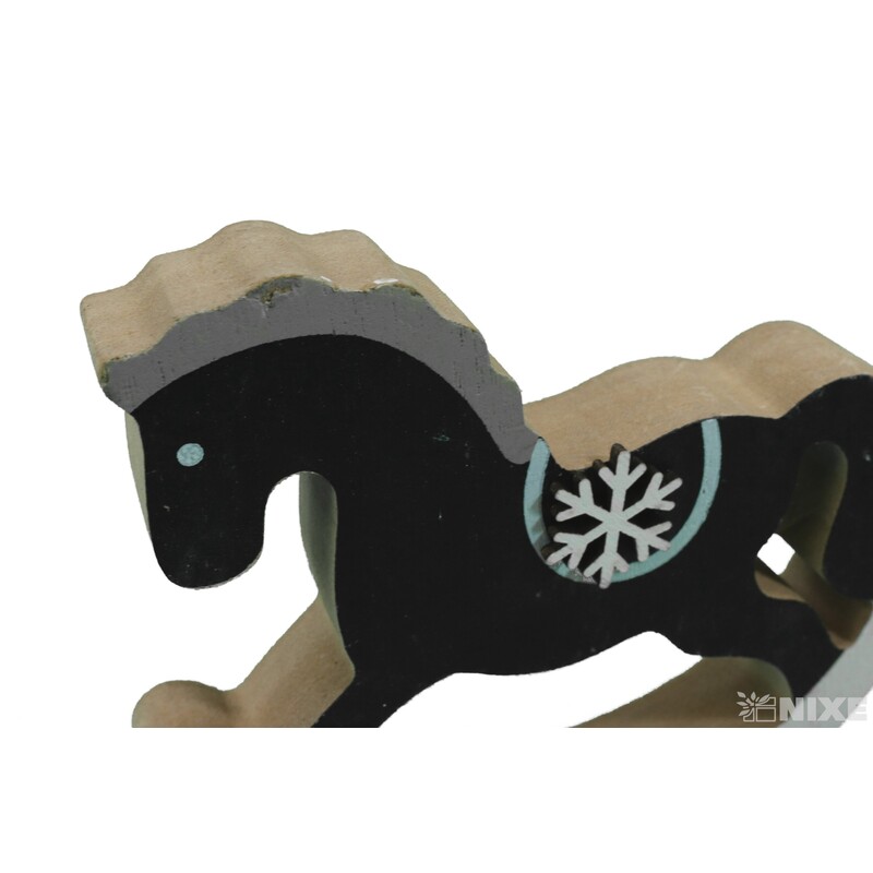 KONÍK DŘEVO 12cm*ČERNÁ