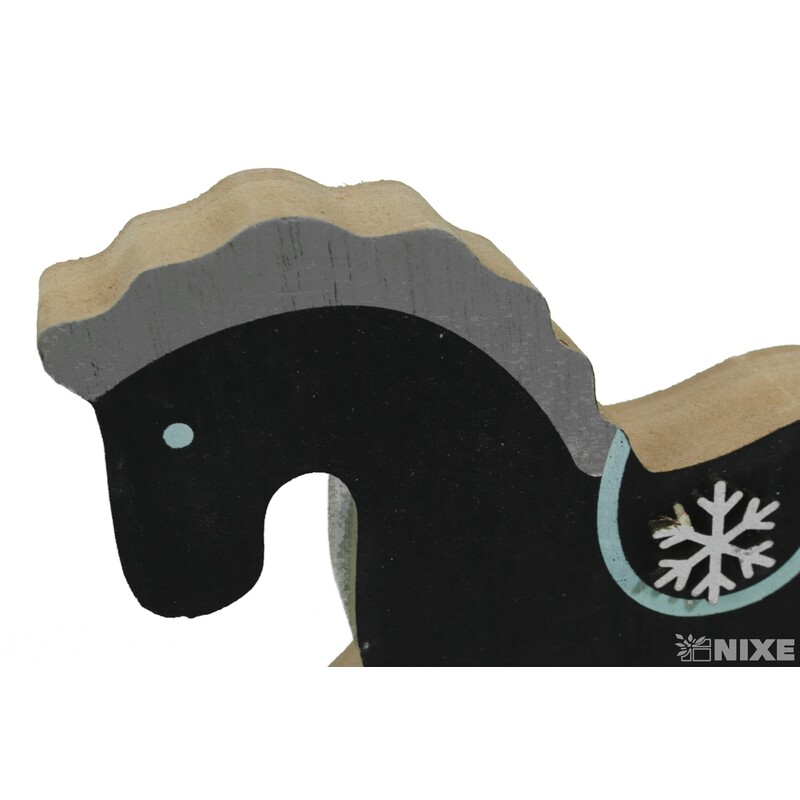 KONÍK DŘEVO 16cm*ČERNÁ