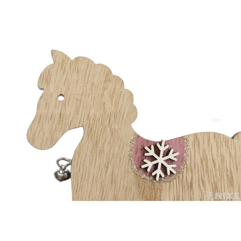 KONÍK DŘEVO 18cm*RŮŽOVÁ