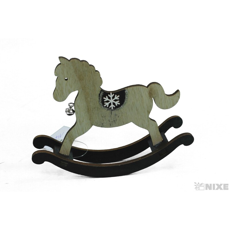 KONÍK DŘEVO 18cm*ČERNÁ