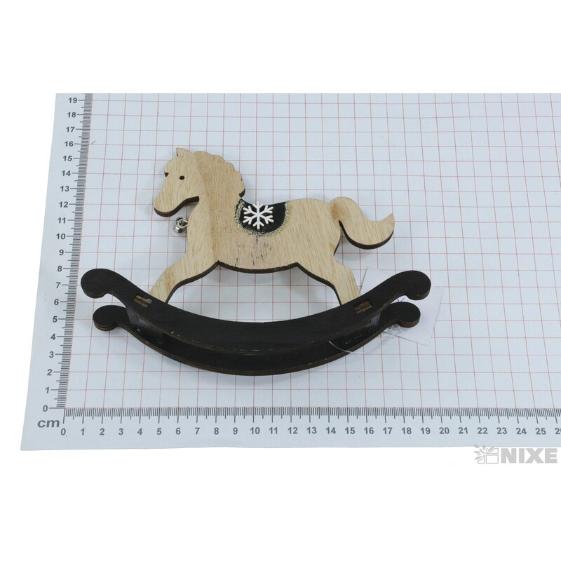 KONÍK DŘEVO 18cm*ČERNÁ