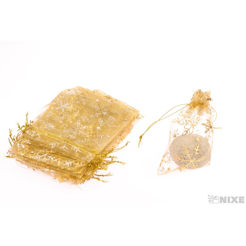 SÁČEK ORGANZA VLOČKA 09x12cm*ZLATÁ