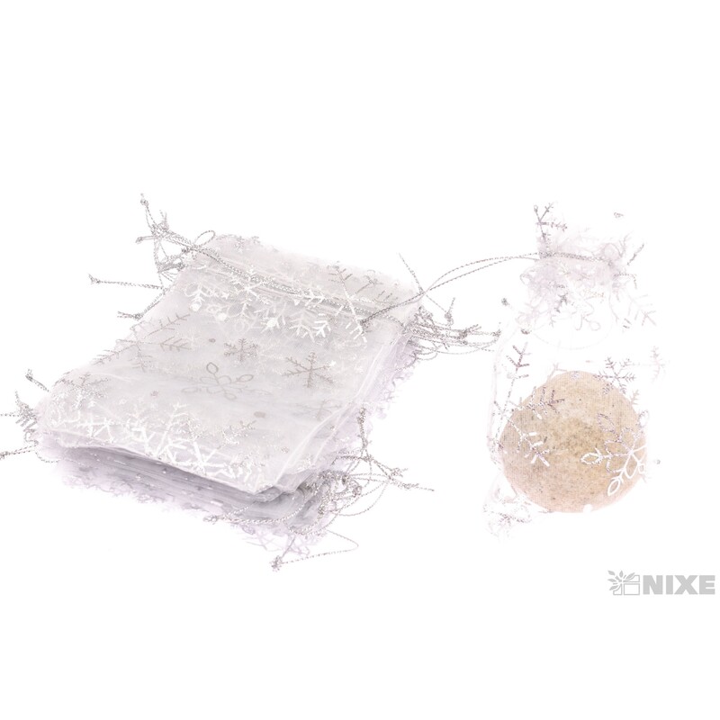 SÁČEK ORGANZA VLOČKA 09x12cm*STŘÍBRNÁ