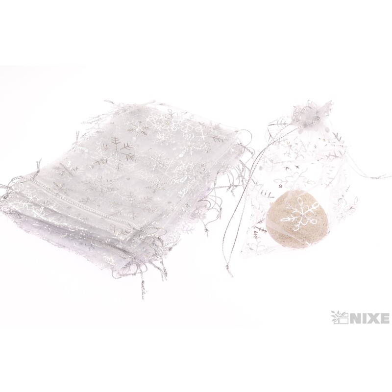 SÁČEK ORGANZA VLOČKA 12x17cm*STŘÍBRNÁ