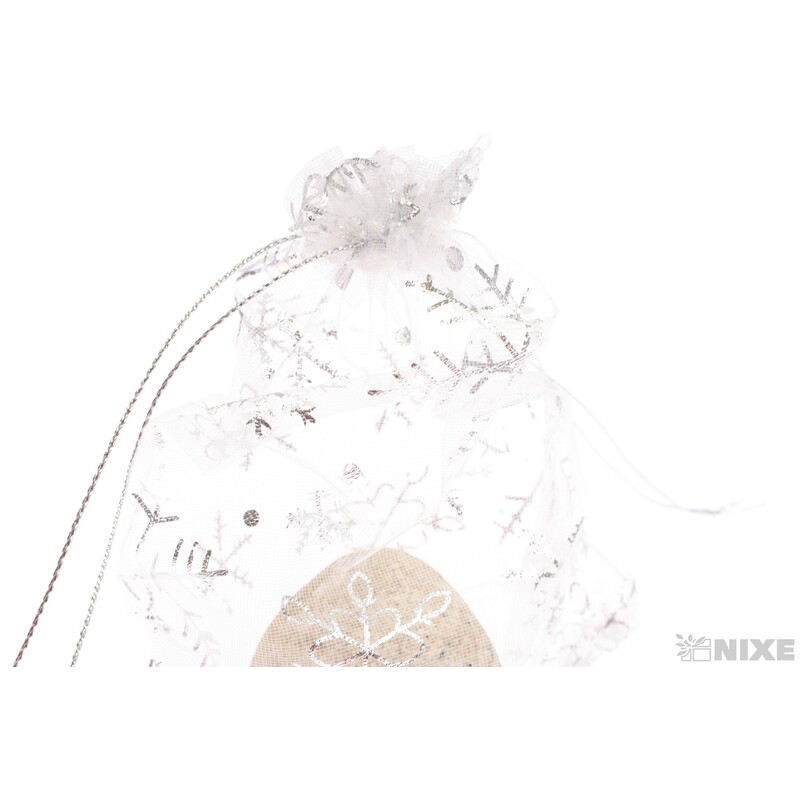 SÁČEK ORGANZA VLOČKA 12x17cm*STŘÍBRNÁ