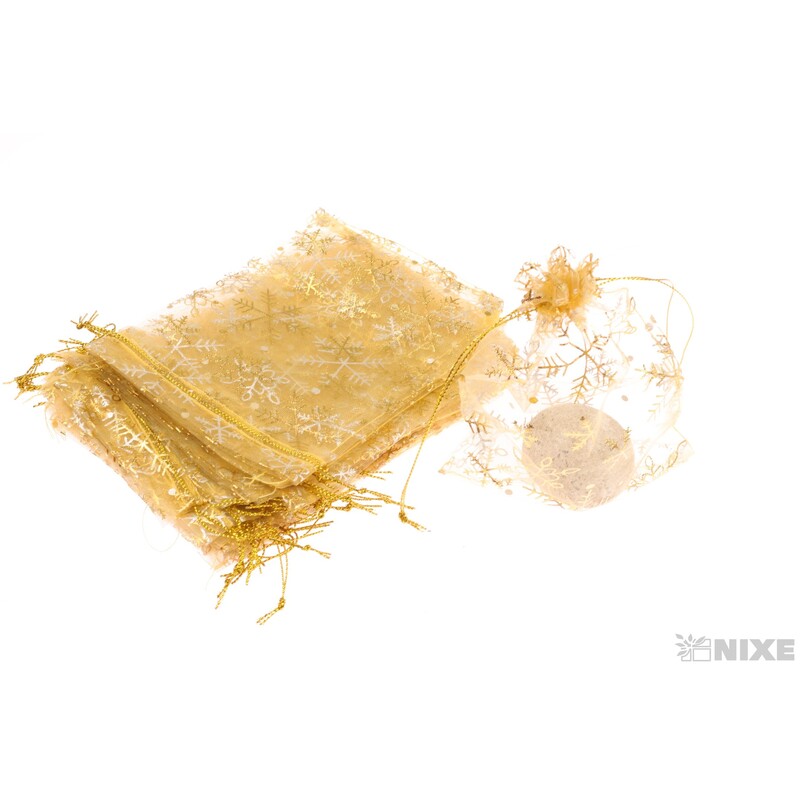 SÁČEK ORGANZA VLOČKA 12x17cm*ZLATÁ