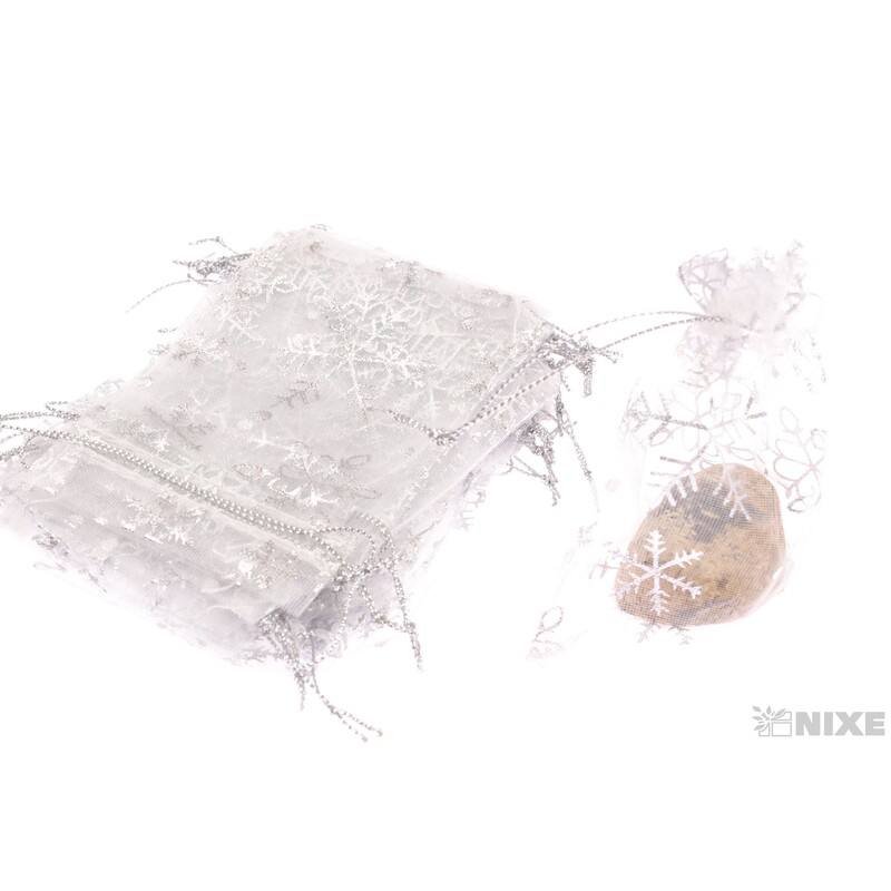 SÁČEK ORGANZA VLOČKA 7,5x10cm*STŘÍBRNÁ