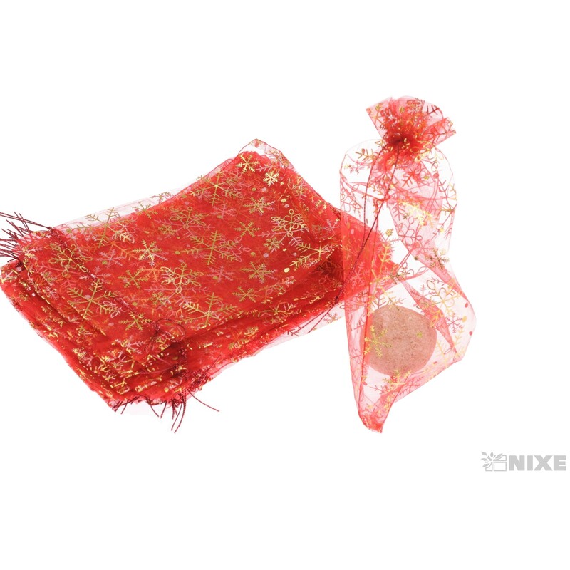 SÁČEK ORGANZA VLOČKA 15x23cm*ČERVENÁ