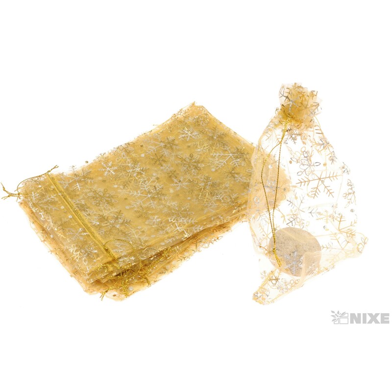 SÁČEK ORGANZA VLOČKA 15x23cm*ZLATÁ