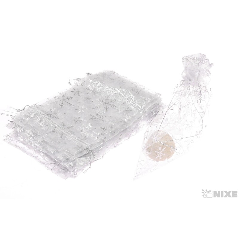 SÁČEK ORGANZA VLOČKA 15x23cm*STŘÍBRNÁ