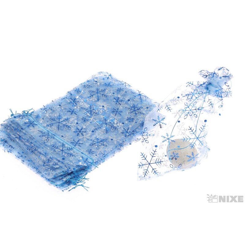 SÁČEK ORGANZA VLOČKA 15x23cm*MODRÁ