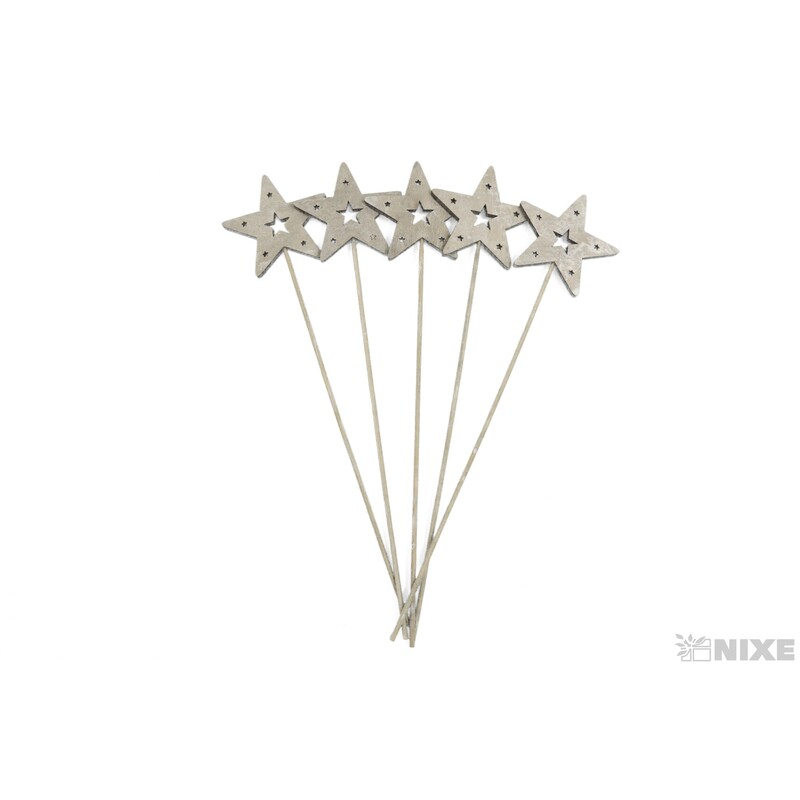 ZÁPICH HVĚZDA 7x29cm 5ks*ŠEDÁ