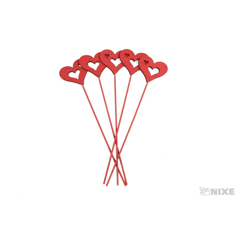 ZÁPICH SRDCE 6x30cm 5ks*ČERVENÁ
