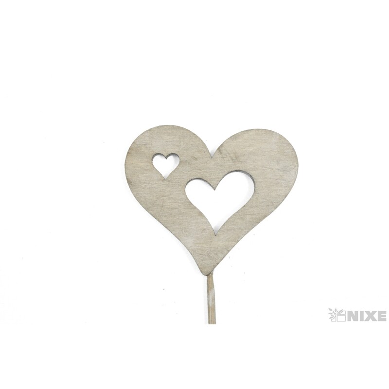 ZÁPICH SRDCE 6x30cm 5ks*ŠEDÁ