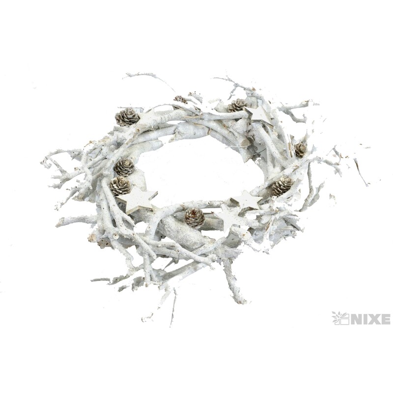 VĚNEC ZDOBENÝ 35cm*BÍLÁ