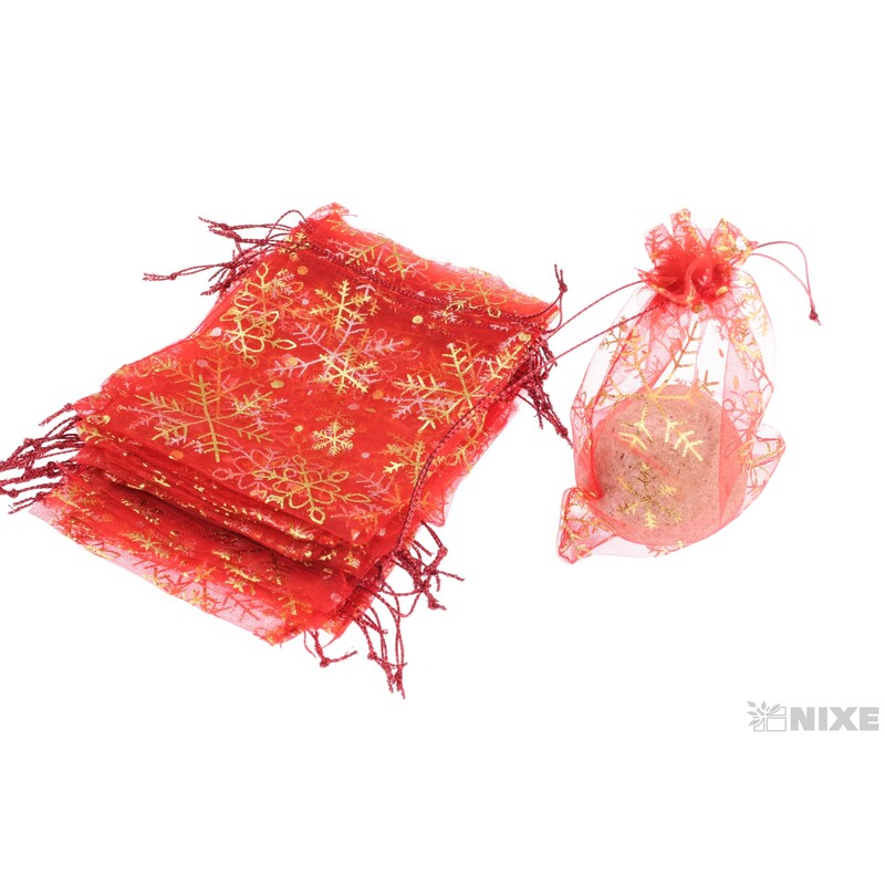 SÁČEK ORGANZA VLOČKA 14x34cm*ČERVENÁ