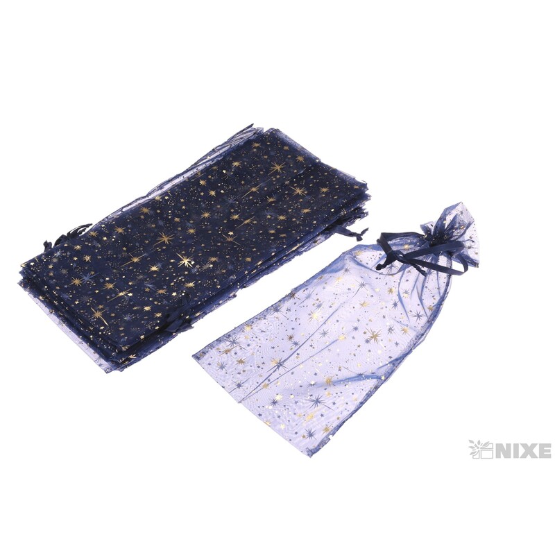 SÁČEK ORGANZA VLOČKA 14x34cm*MODRÁ