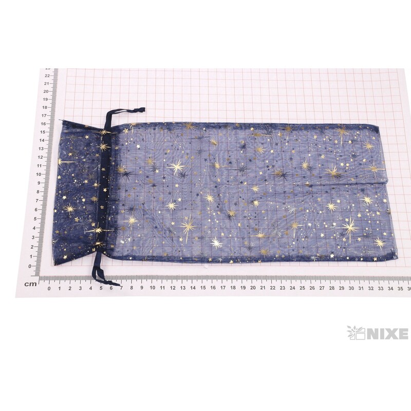 SÁČEK ORGANZA VLOČKA 14x34cm*MODRÁ