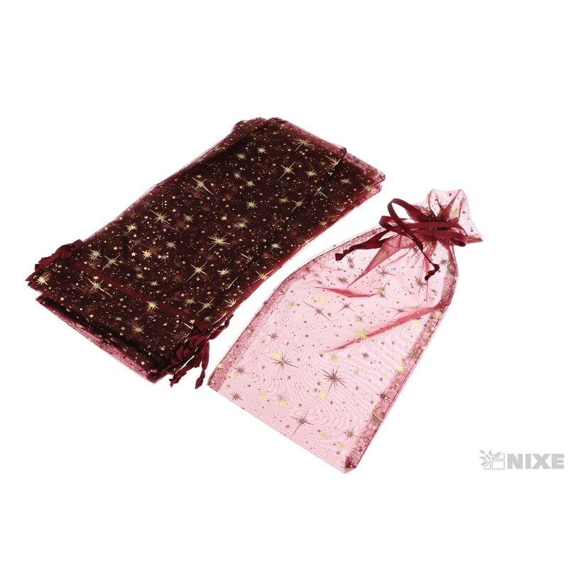 SÁČEK ORGANZA VLOČKA 14x34cm*BORDOVÁ