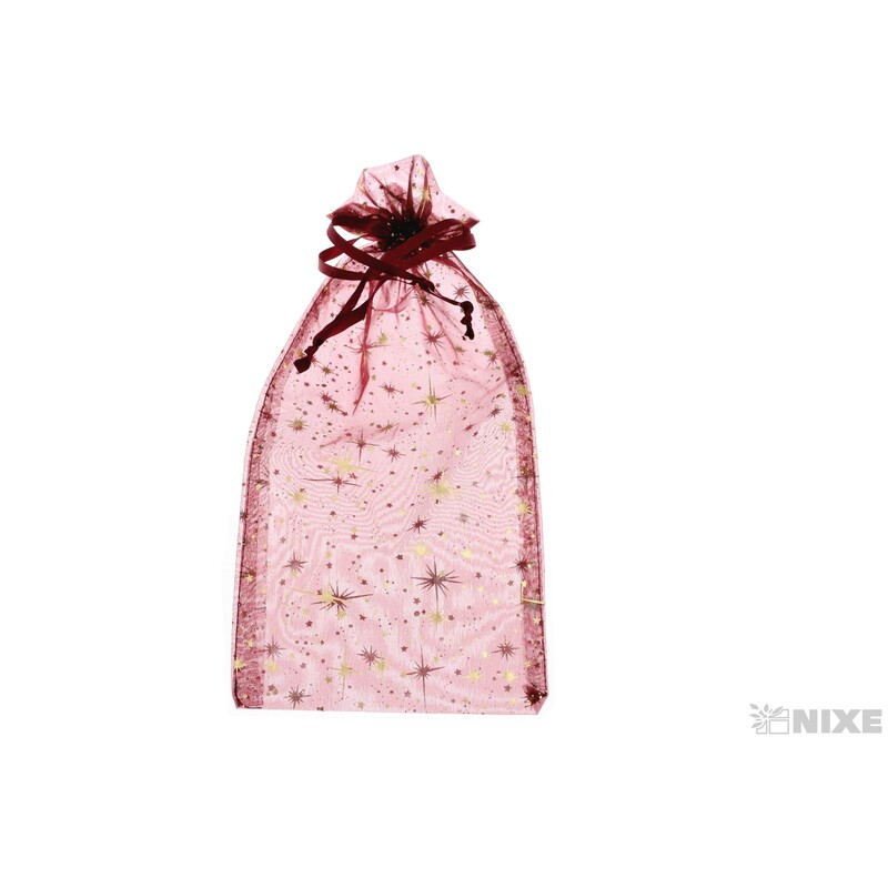 SÁČEK ORGANZA VLOČKA 14x34cm*BORDOVÁ