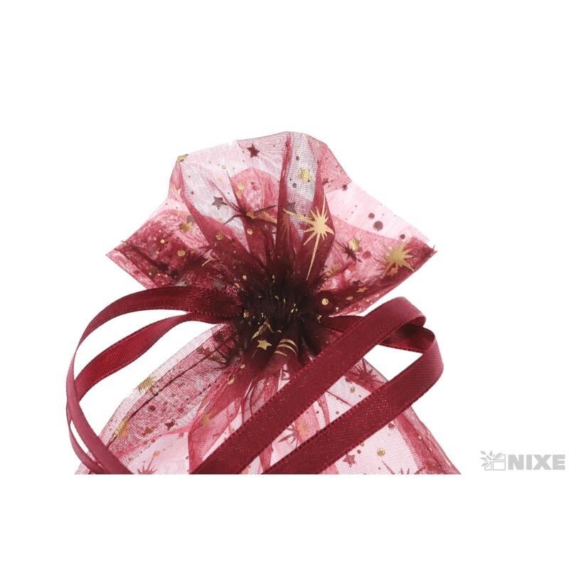 SÁČEK ORGANZA VLOČKA 14x34cm*BORDOVÁ