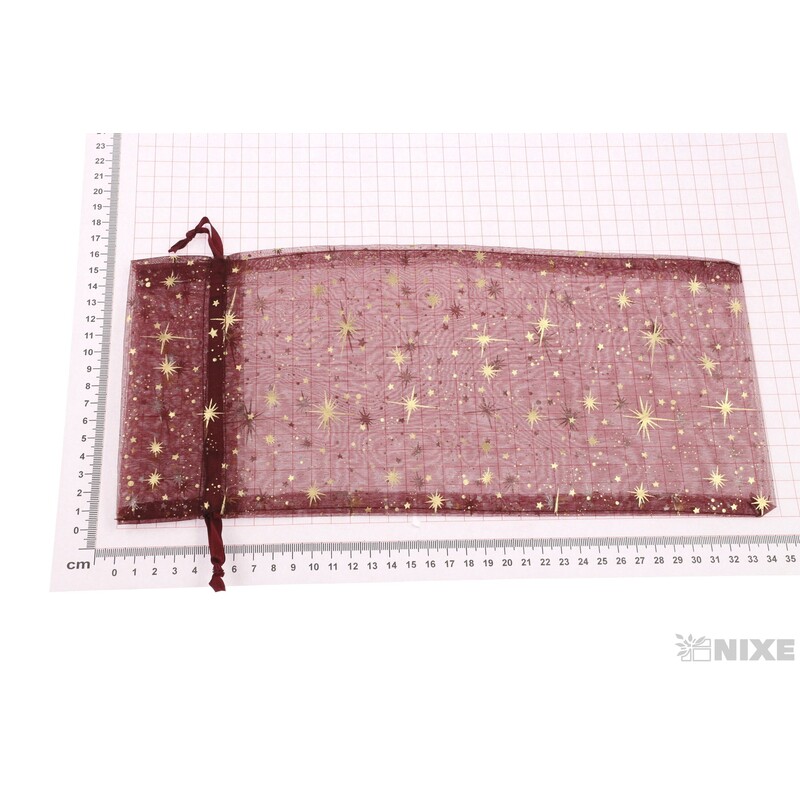 SÁČEK ORGANZA VLOČKA 14x34cm*BORDOVÁ