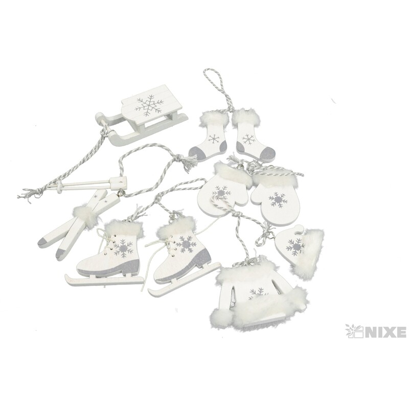 ZÁVĚS VÁNOCE MIX 5-7cm 6ks*BÍLÁ