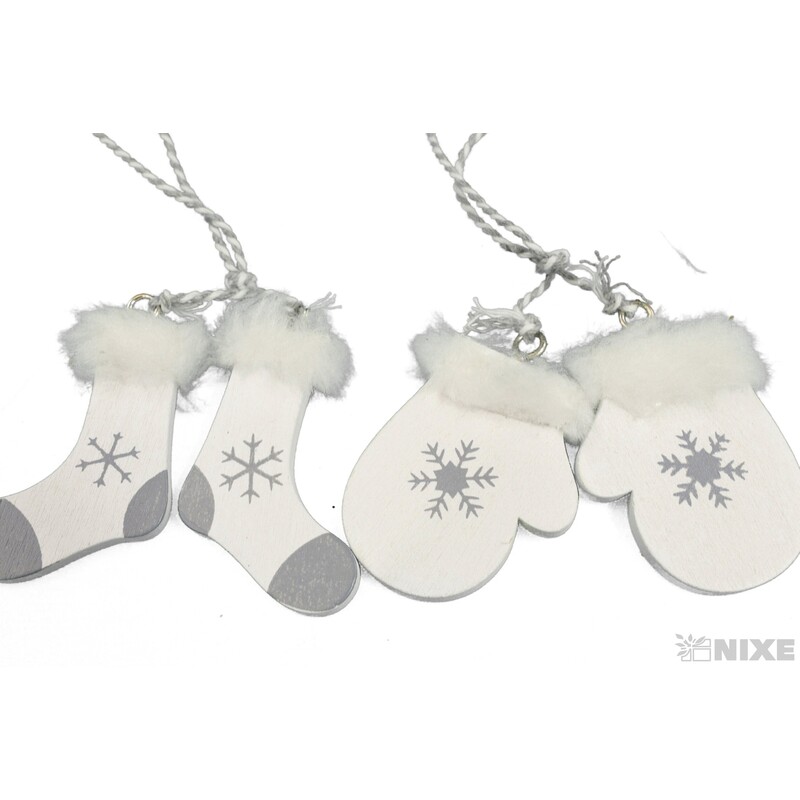 ZÁVĚS VÁNOCE MIX 5-7cm 6ks*BÍLÁ