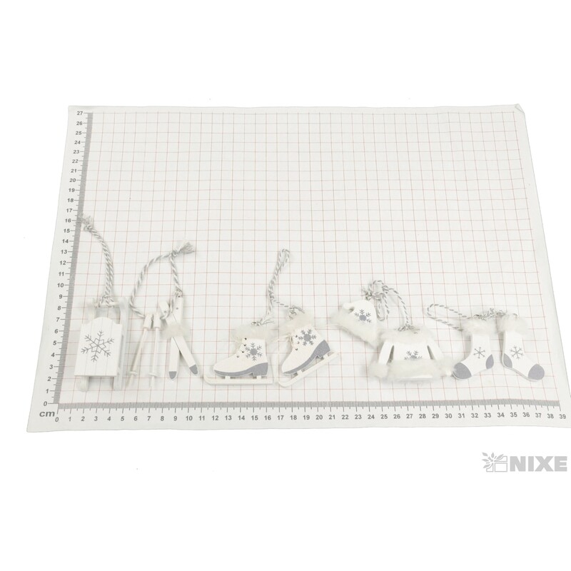 ZÁVĚS VÁNOCE MIX 5-7cm 6ks*BÍLÁ