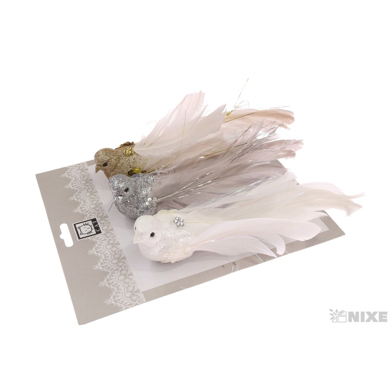 PTÁČEK KLIPS 18cm 3ks*MIX BAREV