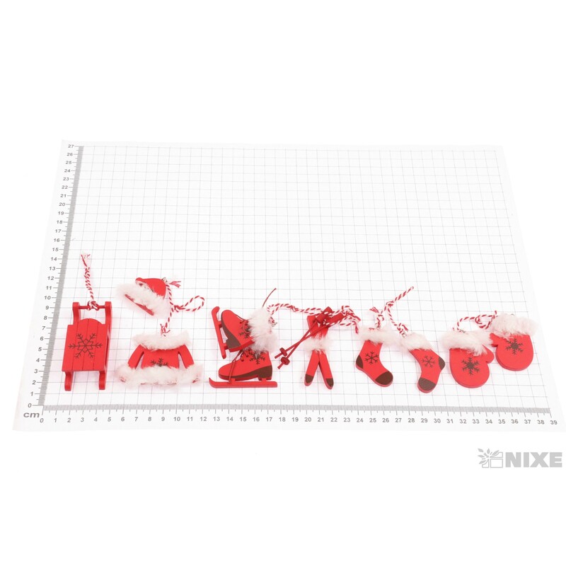 ZÁVĚS VÁNOCE MIX 5-7cm 6ks*ČERVENÁ