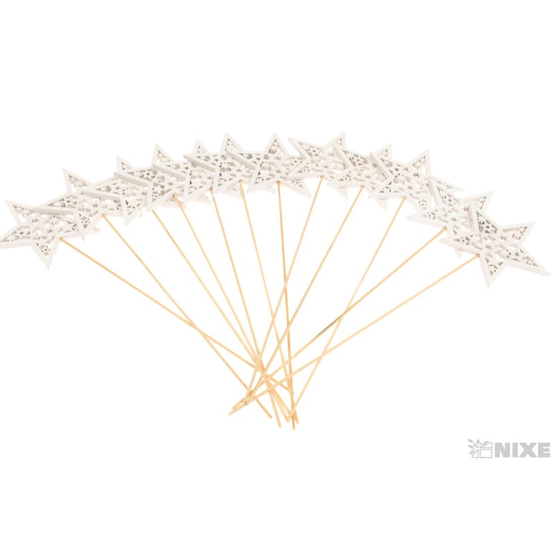 ZÁPICH HVĚZDA 9x32cm 12ks*BÍLÁ