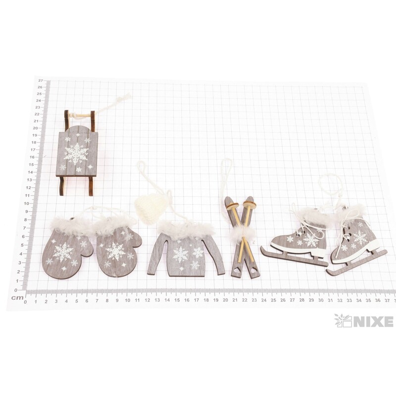 ZÁVĚS VÁNOCE MIX 7cm 6ks*ŠEDÁ SV.