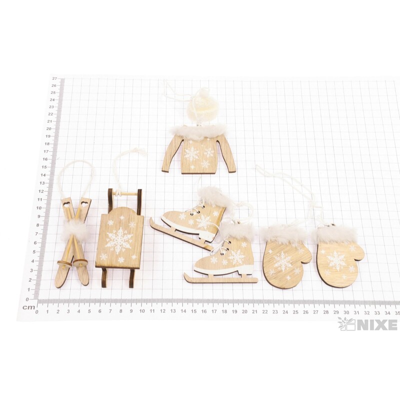 ZÁVĚS VÁNOCE MIX 7cm 6ks*PŘÍRODNÍ