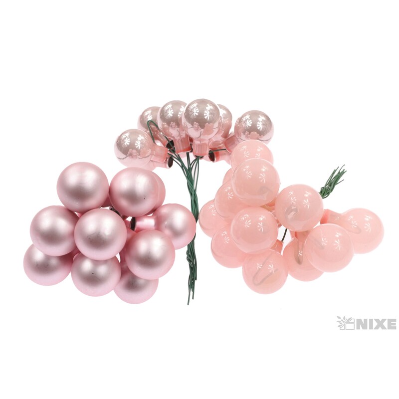 KOULE NA DR. 2x10,5cm 144ks MIX*RŮŽOVÁ